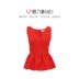 Mùa hè đỏ MSGM2020 mùa xuân / Simple V-cổ không tay eo Elegant Thời trang nữ ngắn Lên trên 