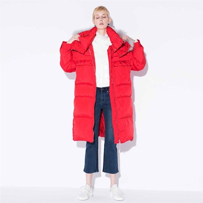 ZUKKA PRO dải màu đỏ lớn có thể cởi trói trùm đầu ba chiều túi phụ nữ thời trang ấm trung dài xuống áo khoác 
