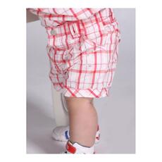 детские штаны calvin klein jeans 红白格子拼色翻边设计女婴中裤