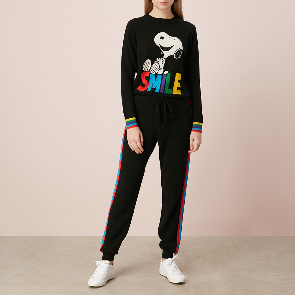 Chinti và Parker đa màu phụ sọc Bà Snoopy cashmere đan quần âu