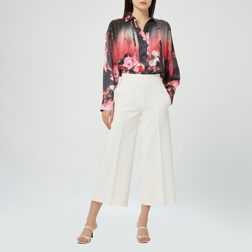 MSGM2020 Spring / Summer Đen Speight Art Flower In Biên tập thời trang Laplong dài tay áo Lady