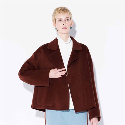 ZUKKA PRO Curry Lật Collar Pin Thiết kế Fall-Sleeve Thời trang nữ ngắn Fur Coat Coat 