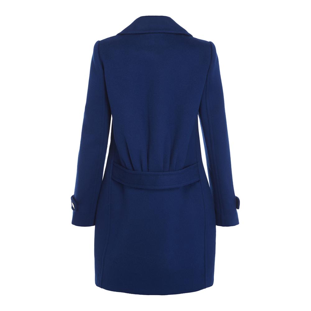 Cổng Pouchi tối vành đai len màu xanh trang trí với mặc áo kiểu dáng đẹp phụ nữ lông nhỏ gọn áo khoác của