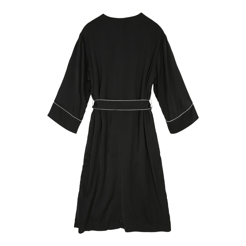 MOCO Moan-TÂN BLACK Minimalist TOUCH-MÀU TRIM dài tay TIE VỚI pajama WIND LADY JACKET