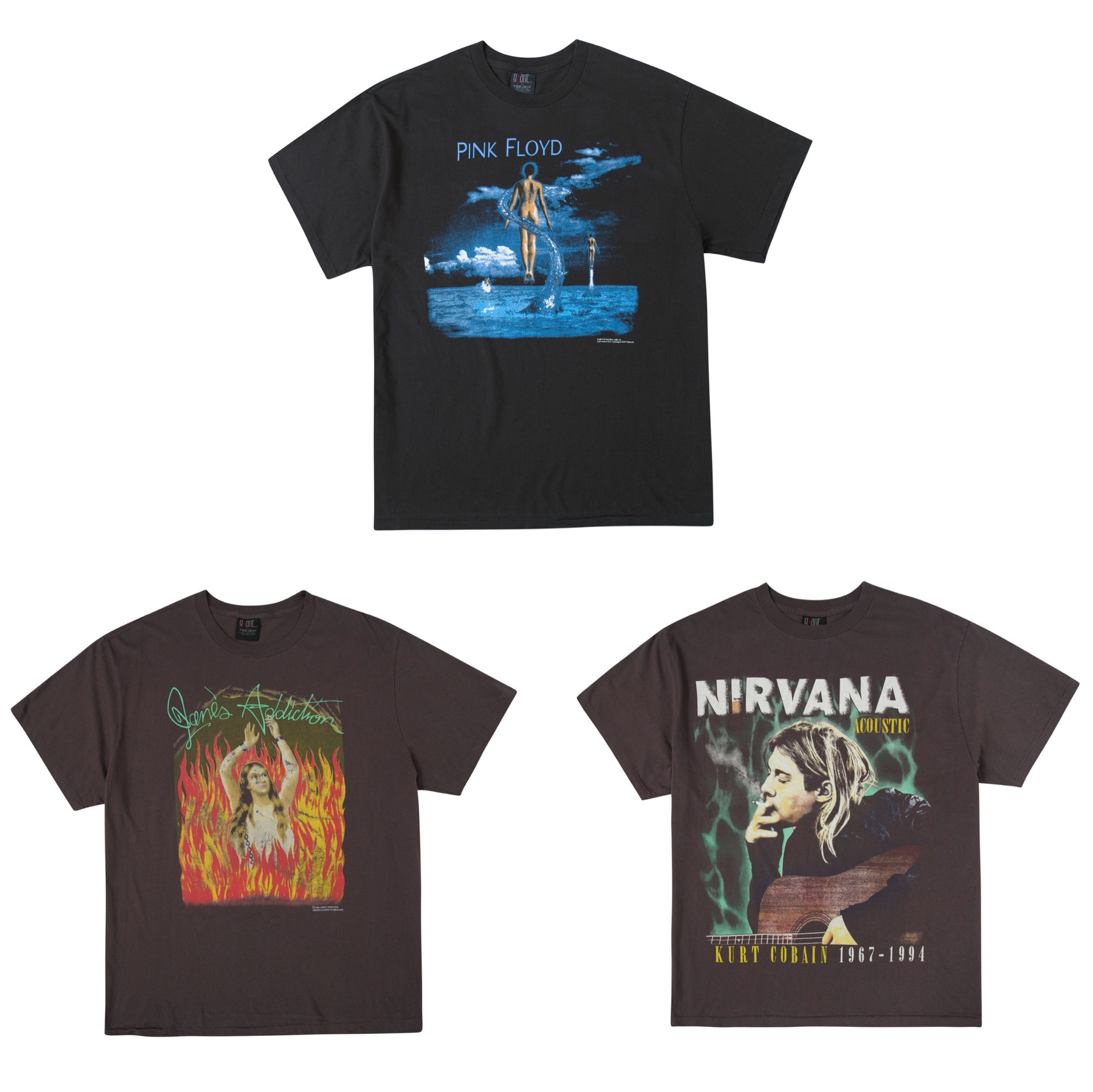 Roaring little eyes Vinitage washed Nirvana kirburn Pink Floyd flame Notre Dame short sleeve T-shirt