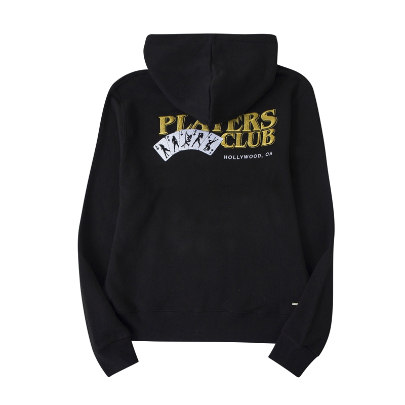 Roaring Little Eyes AMIRI PLAYERS CLUB Poker Wanpin Embroidered Turtleneck Casual Top Hoodie