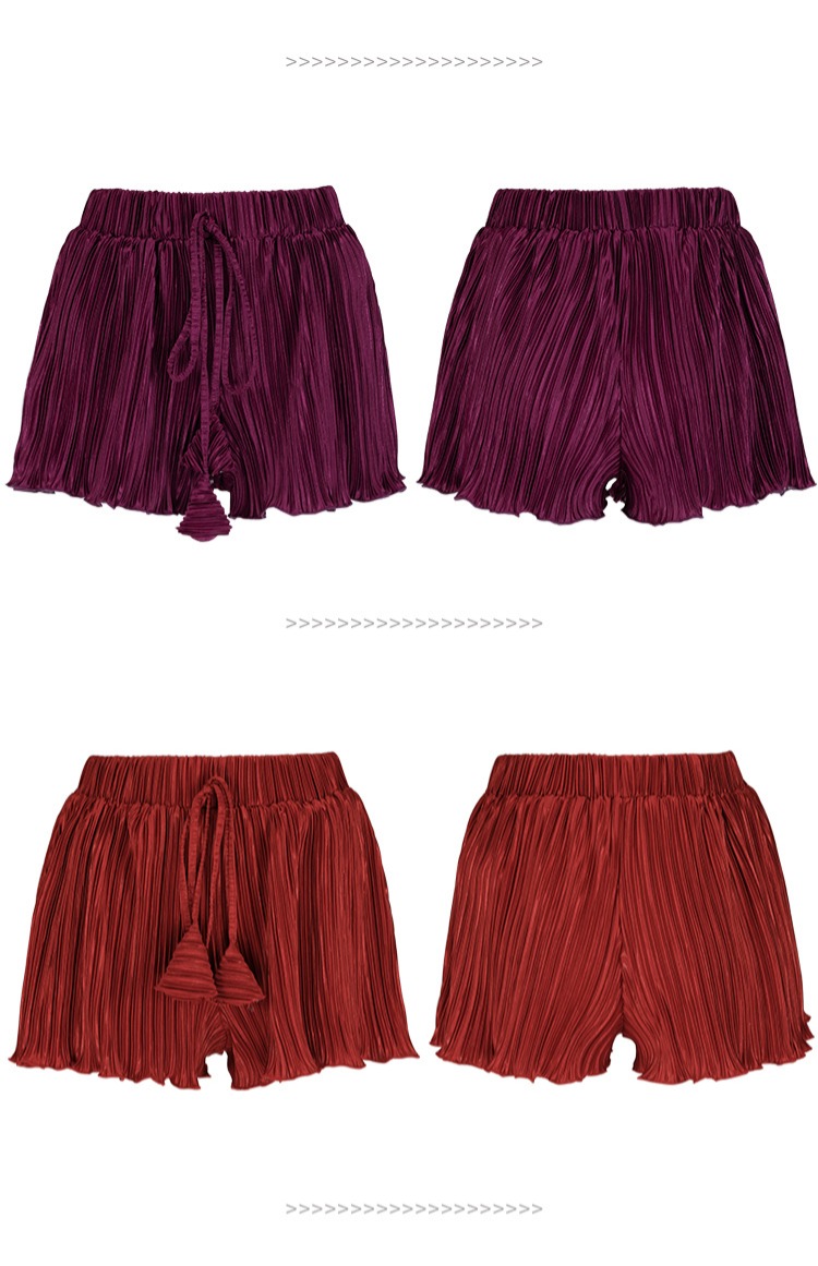 SINCETHEN Nấm boho xếp li trắng bên bờ biển kỳ nghỉ rộng chân quần short mùa hè nữ không khí quần short nữ đẹp