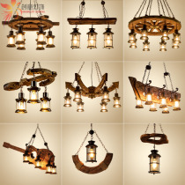 LOFT American Country Retro Industrial Wind Creative Boat Wood Bar Internet Cafe Barber Shop Comes Coffee Solid Wood Chandelier