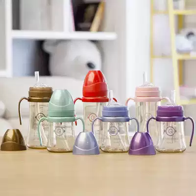 GROSMIMI GROSMIMI Korea imported baby straw cup Baby learn to drink anti-choking PPSU water cup resistant to falling