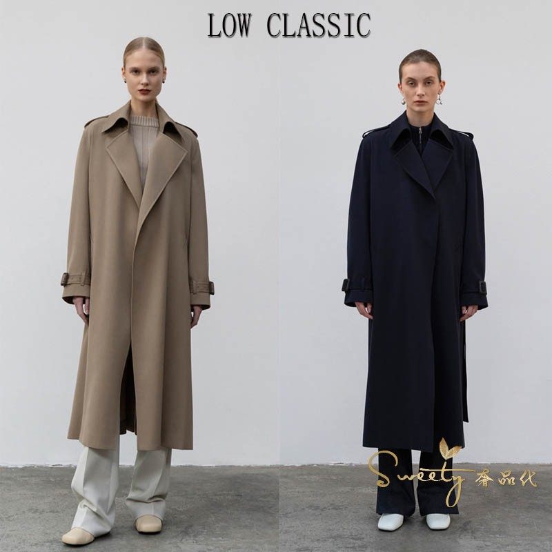 Spot Korean brand LOW CLASSIC 21 autumn and winter classic large lapel loose wool windbreaker jacket