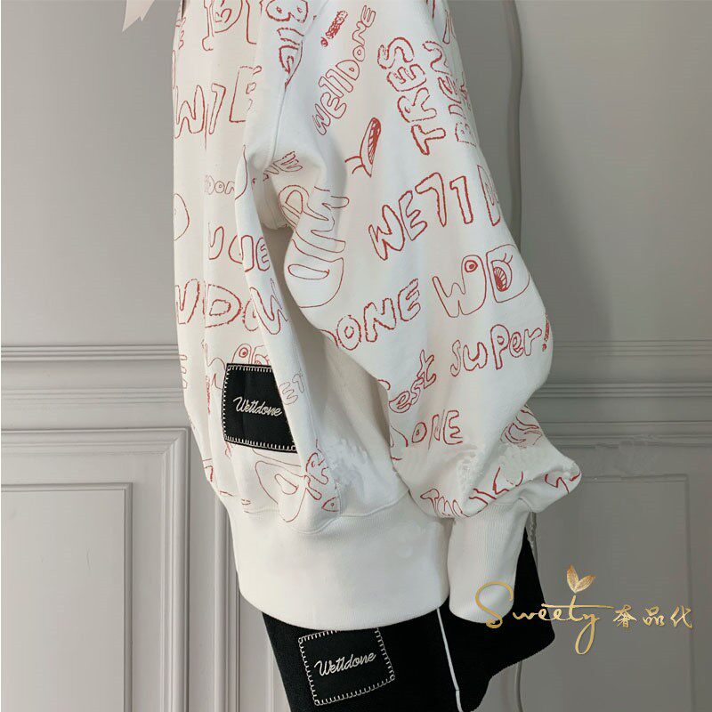 we11done 21 autumn and winter new products graffiti logo printing design embroidered logo sweater real shot
