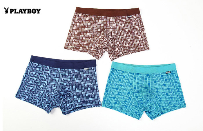 [2 Pack] Tóm tắt Playboy Men Bốn Boxer Cotton Modal Thanh niên Mid-tầng thoáng khí U-lồi Hộp quà tặng quần sịp đùi nam