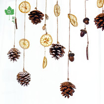 (Hook dried fruit)Can wear rope log sheet with nail pinecone acorn wind bell pendant toddler round diy material