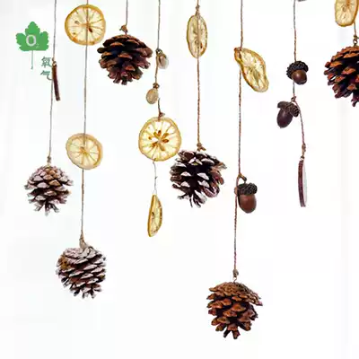 (Adhesive hook dried fruit) can wear rope raw wood chips with nails pine cone ACORN wind Bell pendant toddler round diy material