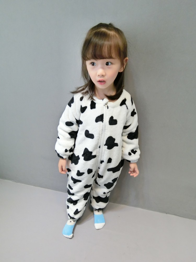 Bộ đồ ngủ trẻ em ấm áp flannel 2018 phiên bản mới của Hàn Quốc cho bé gái jumpsuit trẻ em lông cừu san hô áo liền quần hình thú trẻ em
