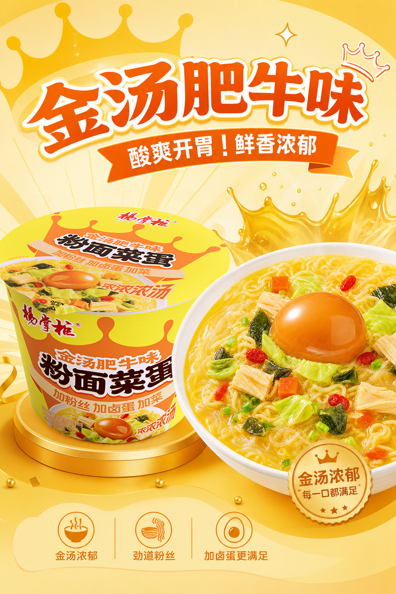 安享好物 安享E级泡面-杨掌柜金汤肥牛粉面菜蛋 国标 