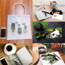 Straits Bookstore Cultural and creative bag (3 sets of postcards 1 hand-painted cloth bag 1 hand-painted cloth bag)