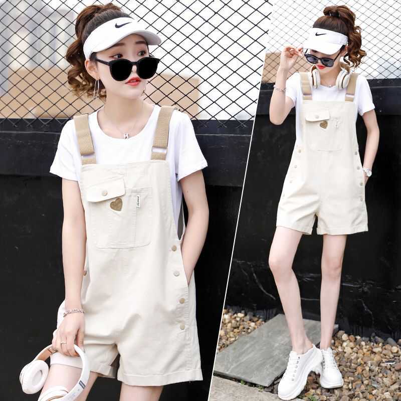 Casual and Fashionable Overalls Set for Women, Summer 2024 New Style, Elegant and Youthful, Lively Shorts Two-Piece Set