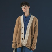 Nhật Bản retro lười biếng oversize rắn màu đan len hoang dã mùa thu và mùa đông áo len đôi