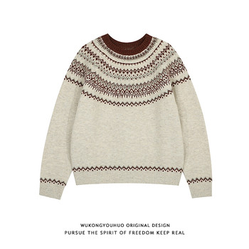 Vintage fair isle jacquard crew neck sweater for men and women Vintage fair isle jacquard crew neck sweater for men and women