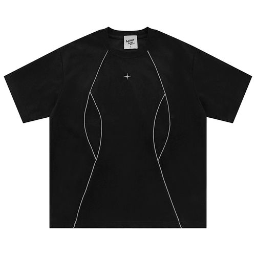 悟空有货 Небольшая дизайнерская бархатная летняя футболка с коротким рукавом для влюбленных, в американском стиле, тренд сезона, оверсайз