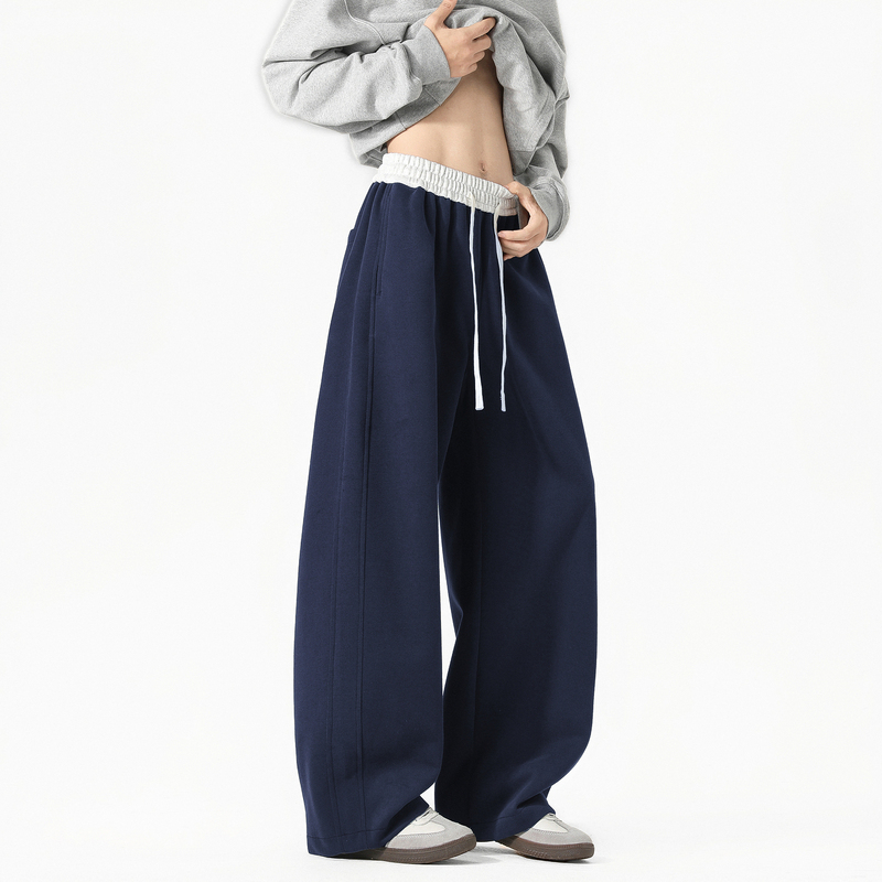 Wukong Has in Stock Trendy American-Style Color-Block Drawstring Elastic Sports Sweatpants for Men and Women, Loose Wide-Leg Versatile Long Pants for Autumn Wukong Has in Stock Trendy American-Style Color-Block Drawstring Elastic Sports Sweatpants for Men and Women, Loose Wide-Leg Versatile Long Pants for Autumn