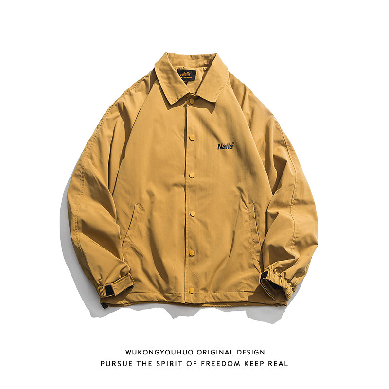 Wukong has the new autumn basic five-color coat men's and women's fashion brand loose single-breasted lapel couple coach jacket