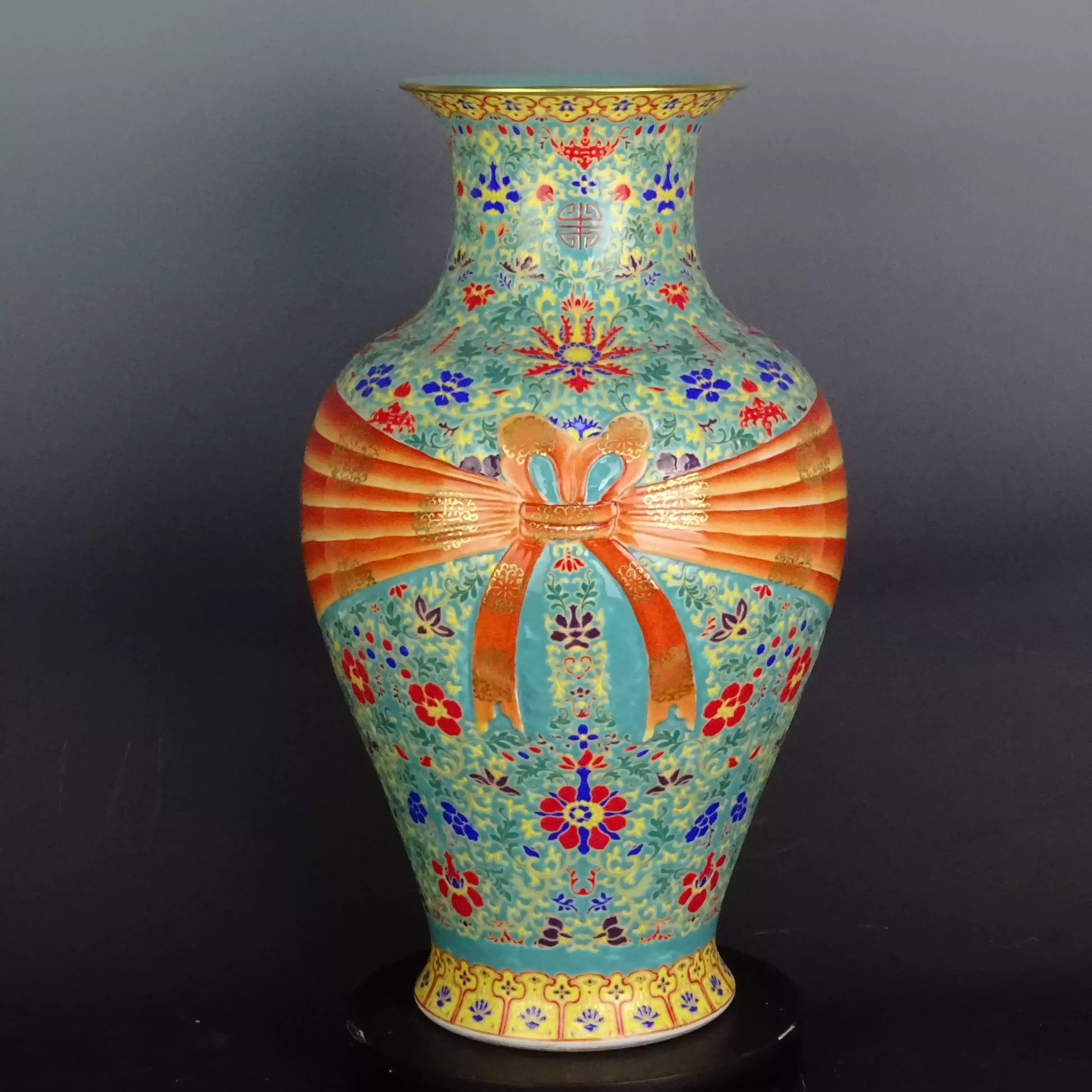 清乾隆粉彩描金花纹包裹观音瓶精品老收藏级瓷器家居古董摆件古玩-淘宝