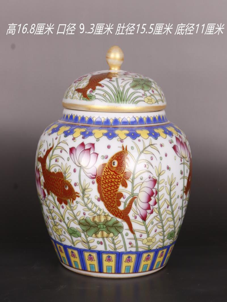 中国美術 彷古 五彩 藻草魚紋 蓋碗 乾隆款 五件 送料無料