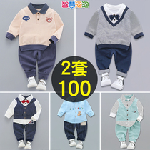 2022 autumn new 1-5 year old boy autumn suit sports one-year-old baby casual two-piece spring and autumn handsome