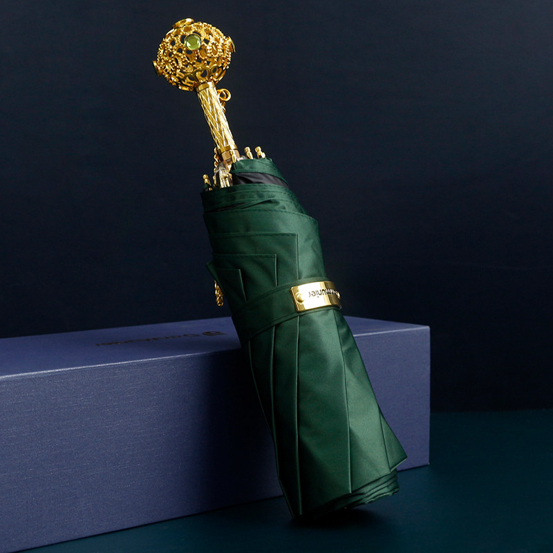 Exquisite student umbrella women's rain and shine with small portable folding double umbrella sunscreen UV protection