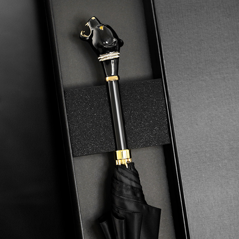 Danmunier Insert Drilling Umbrella Female Leopard Subhead UK Light Lavish Umbrella Black Custom Umbrella Gift Box Dress Gift
