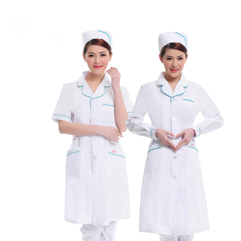 Elegant Nurse Service Short Sleeve Summer Winter Long Sleeve Drugstore Clothes Beauty Suit White Large Coat White Plus Green Side Work Clothes