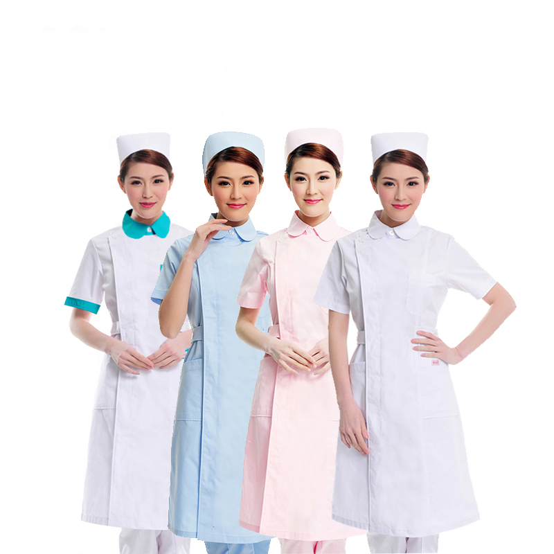 Nurse clothing short sleeve summer drugstore beauty salon beauty clothing white coat round neck placket work clothing health school practice clothing