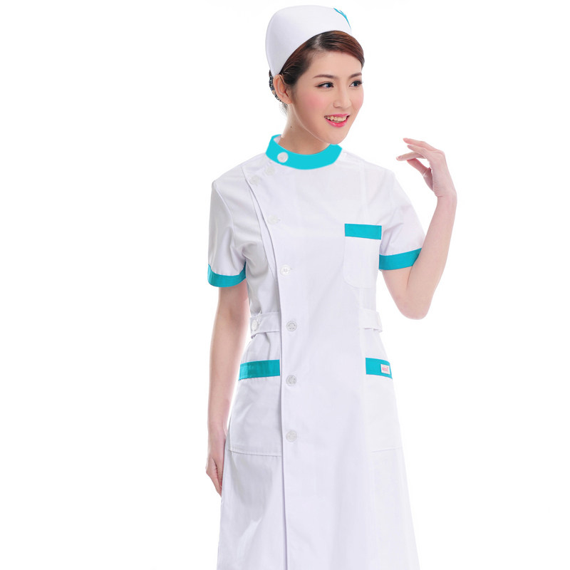 Nurse Service Short Sleeve Summer Drugstore Beauty Salon Beauty Salon White Large Coat Stand Lapels Cardiovern Workwear Trainee Suit