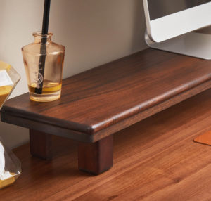 Solid Wood Extended Dual-Screen Computer Monitor Stand, Elevated Tv Stand, Elevated Base, Black Walnut Color