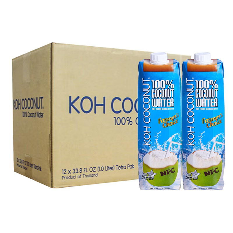 Thailand imports 100% pure coconut water coconut juice 1 Lx12 bottles of low calorie 0 fat NFC