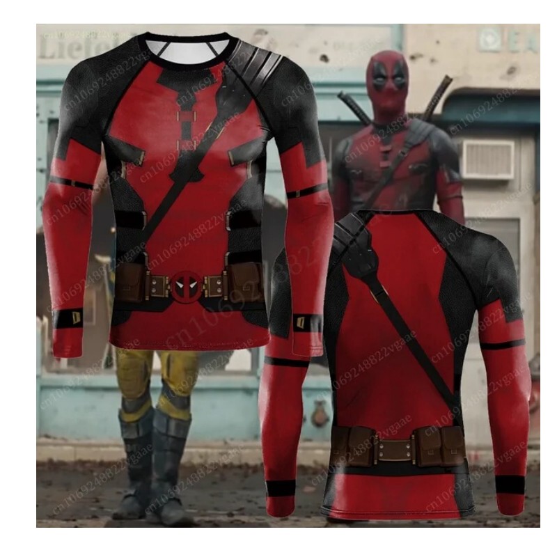Cross-Border Best-Selling Marvel Hero Deadpool Wolverine 3D Printed Bodysuit Sports Fitness Clothing Long-Sleeved T-Shirt Vest Cross-Border Best-Selling Marvel Hero Deadpool Wolverine 3D Printed Bodysuit Sports Fitness Clothing Long-Sleeved T-Shirt Vest