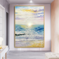 Hand-painted oil painting Nordic porch living room sofa background wall decorative painting sunrise cloud sea light luxury modern restaurant hanging painting