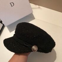 French custom black shiny cap children Korean casual Joker autumn and winter British retro octagonal beret