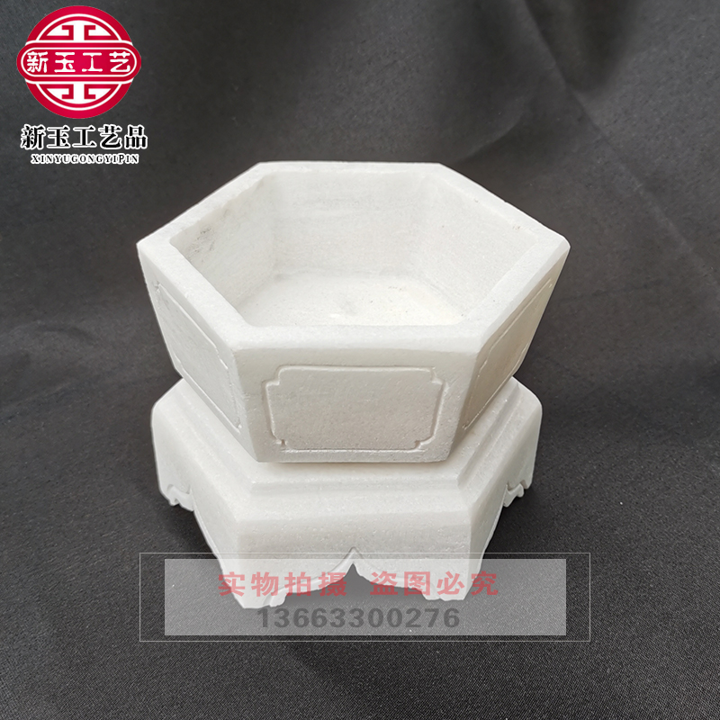 Marble landscape basin White marble stone basin Bonsai basin Rectangular antique flower pot absorbent stone indoor ornaments