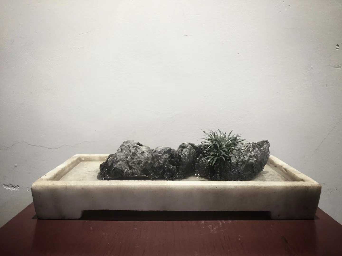 Fine bluestone antique small stone basin white marble stone carving bonsai basin Korean carving art ornaments flowerpot daffodil basin