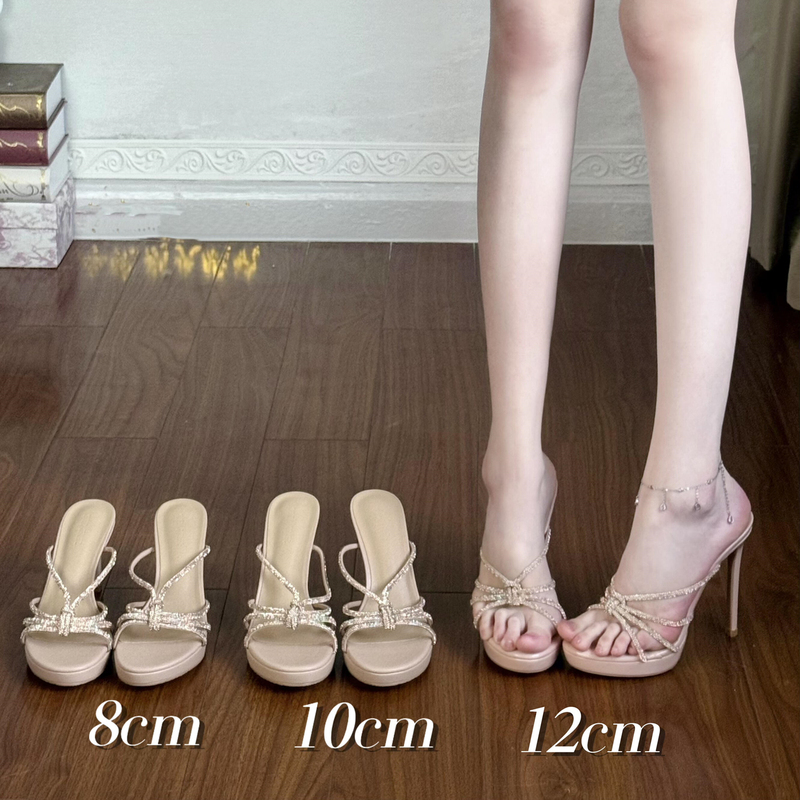 Nude Rhinestone Stiletto High-Heeled Sandals for Women, Summer 2026 New Style, Waterproof Platform, One-Strap Sandals, Perfect for Pairing with Dresses Nude Rhinestone Stiletto High-Heeled Sandals for Women, Summer 2026 New Style, Waterproof Platform, One-Strap Sandals, Perfect for Pairing with Dresses