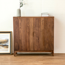 Nordic Minimalist Black Walnuts Walnut Wood Suns Cabinet Shoes Cabinet Full Solid Wood Oak Mortice Mortise Locker Modern Day Style Hall Cabinet