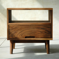 Nordic Day Style Brief Modern Solid Wood Log Oak Black Walnuts Bed Head Cabinet Lockers Locker