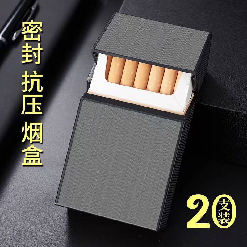 20 pieces of waterproof and compressive aluminum alloy fully enclosed cigarette case, men's portable cigarette box protective case, can release cigarettes