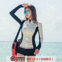 Korean diving suit womens split zipper long-sleeved sunscreen jellyfish suit flat-angle slim surfing suit snorkeling suit swimsuit