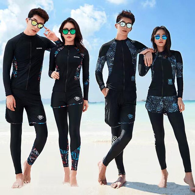 Korean diving suit women's split long-sleeved trousers zipper sun protection swimsuit surfing snorkeling suit trendy suit jellyfish suit