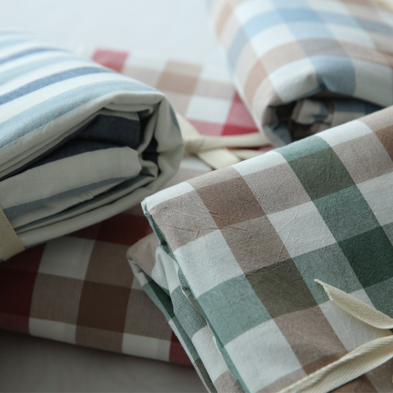 Day-style all-cotton washed cotton quilts pure cotton spring autumn checkered minimalist by hood single piece 1 5 m 1 8 m bed double