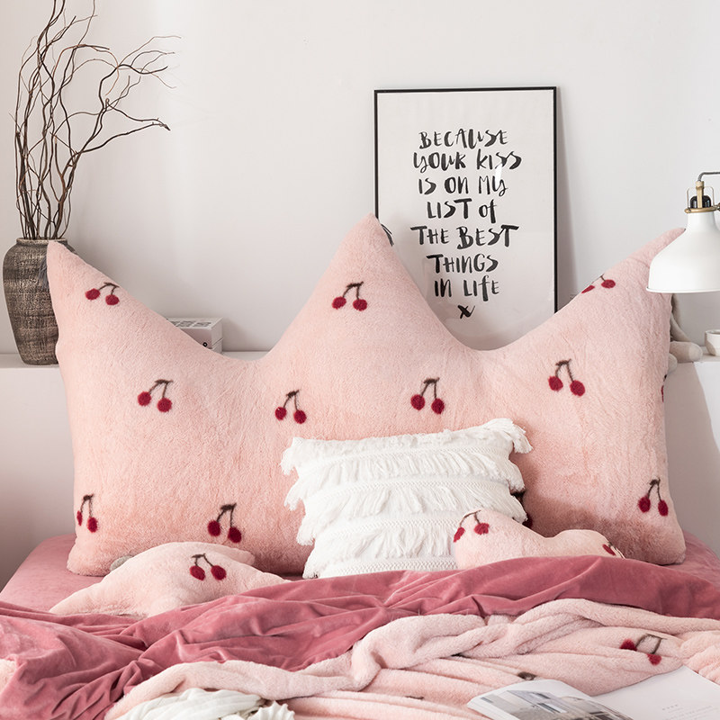 Headboard cushion soft bag cartoon double large backrest waist backrest pillow tatami mat on coral velvet long pillow
